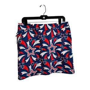 Royal & Awesome Golf Skort Size 10‎ Red White Blue Shooting Pars Star Print NEW